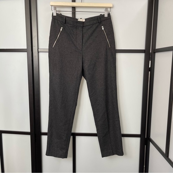 [0] Aritzia Wilfred Dark Grey Wool Knit Structured Trousers with Silver Zippers - Picture 2 of 14